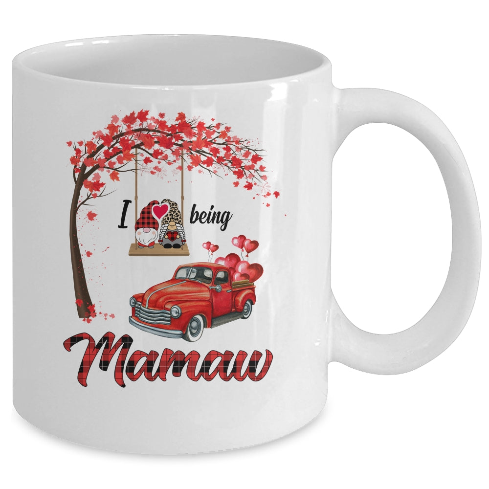 I Love Being Mamaw Gnome Red Plaid Heart Valentines Day Mug Coffee Mug | Teecentury.com