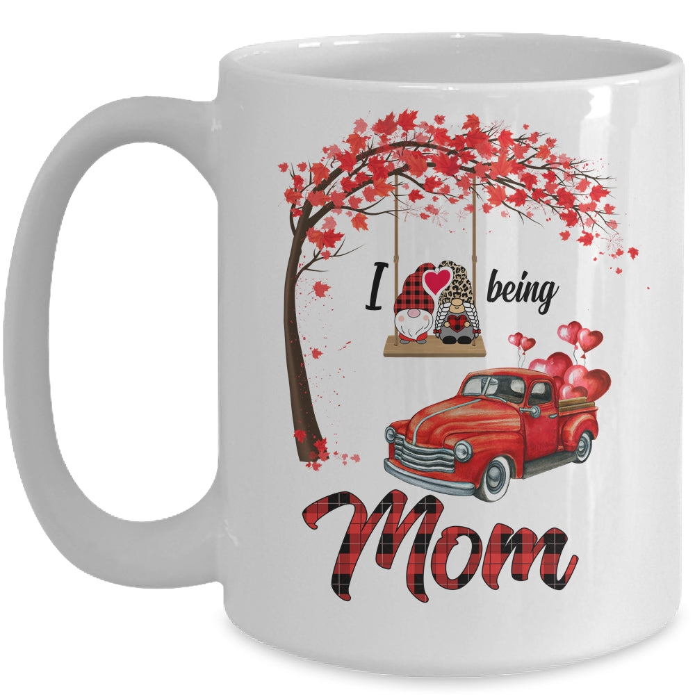 I Love Being Mom Gnome Red Plaid Heart Valentines Day Mug Coffee Mug | Teecentury.com