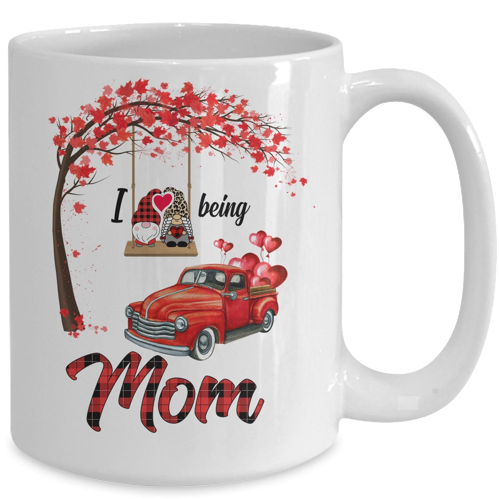 I Love Being Mom Gnome Red Plaid Heart Valentines Day Mug Coffee Mug | Teecentury.com