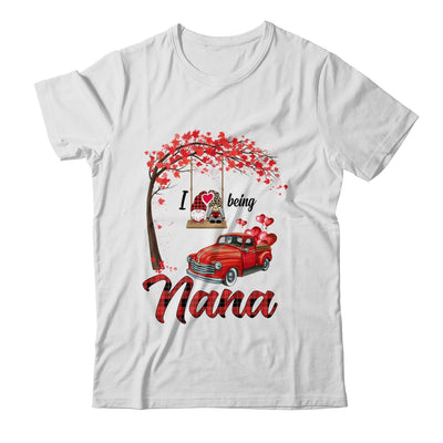 I Love Being Nana Gnome Red Plaid Heart Valentines Day T-Shirt & Hoodie | Teecentury.com