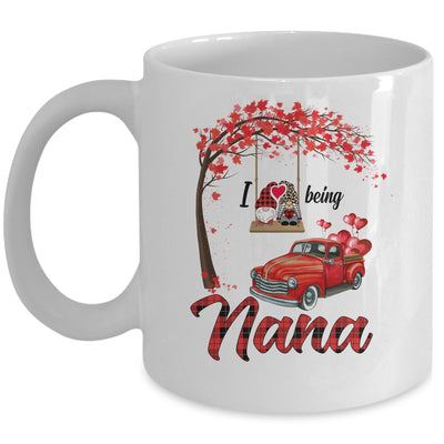 I Love Being Nana Gnome Red Plaid Heart Valentines Day Mug Coffee Mug | Teecentury.com