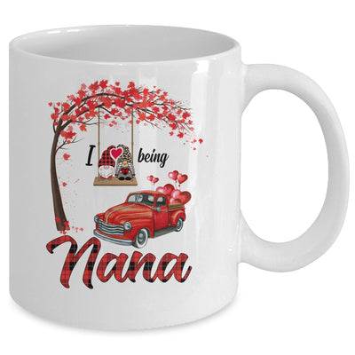 I Love Being Nana Gnome Red Plaid Heart Valentines Day Mug Coffee Mug | Teecentury.com