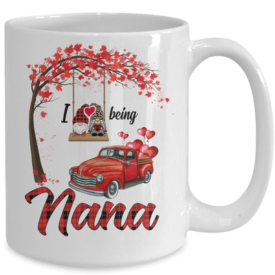I Love Being Nana Gnome Red Plaid Heart Valentines Day Mug Coffee Mug | Teecentury.com