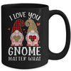 I Love You Gnome Matter What Buffalo Plaid Valentines Day Mug Coffee Mug | Teecentury.com