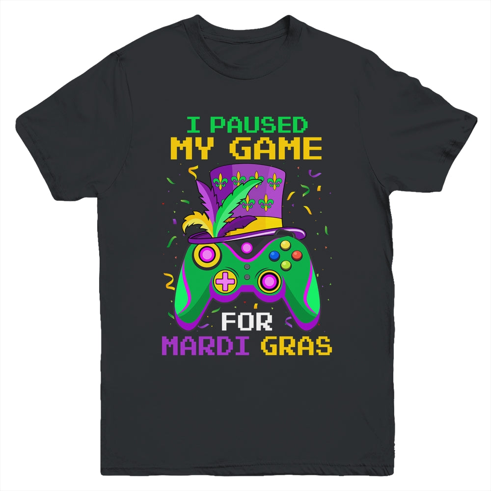 I Paused My Game For Mardi Gras Gamer Gaming Kids Boy Funny Youth Shirt | teecentury