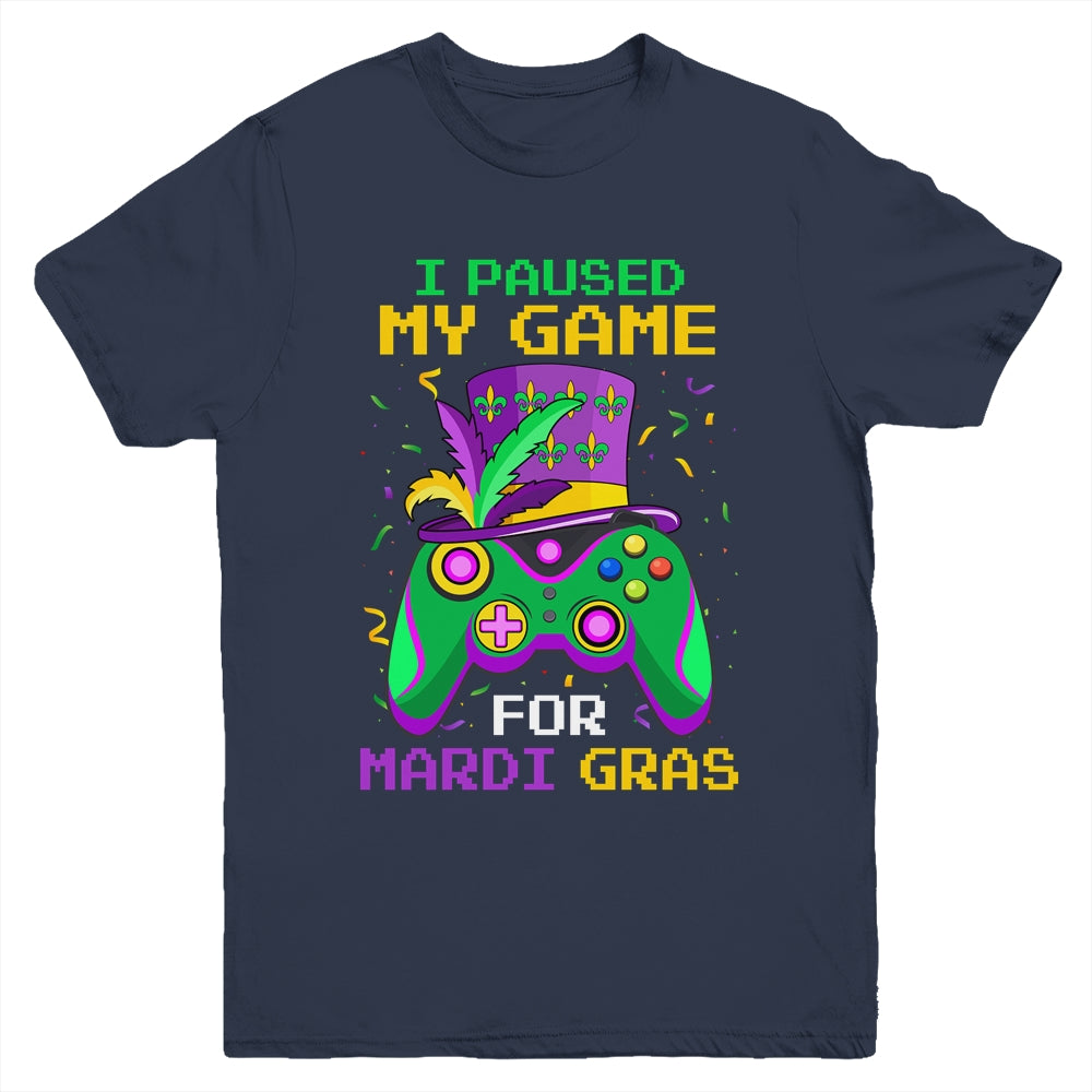 I Paused My Game For Mardi Gras Gamer Gaming Kids Boy Funny Youth Shirt | teecentury