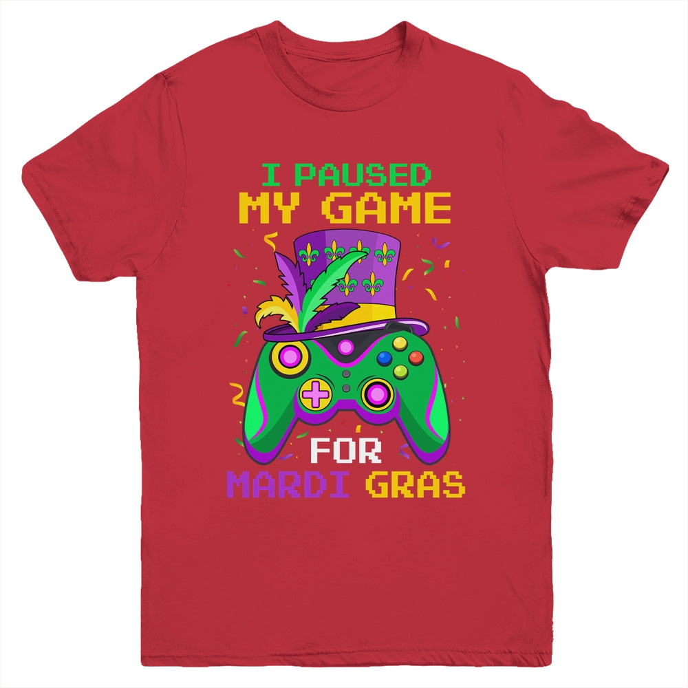 I Paused My Game For Mardi Gras Gamer Gaming Kids Boy Funny Youth Shirt | teecentury