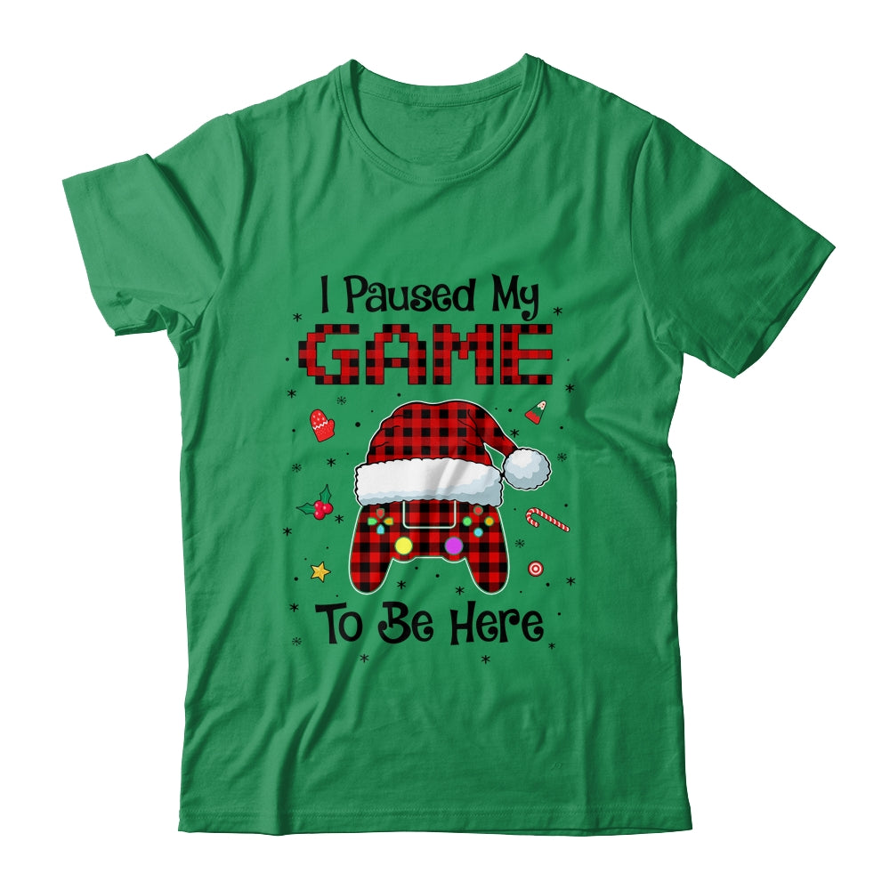 I Paused My Game To Be Here Red Plaid Video Gamer Christmas T-Shirt & Sweatshirt | Teecentury.com