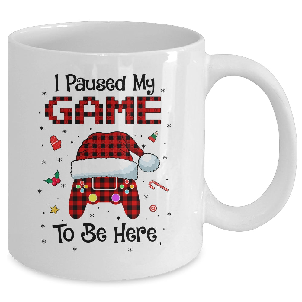 I Paused My Game To Be Here Red Plaid Video Gamer Christmas Mug Coffee Mug | Teecentury.com