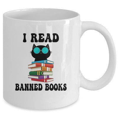 I Read Banned Books Black Cat Reader Bookworm Women Mug | teecentury