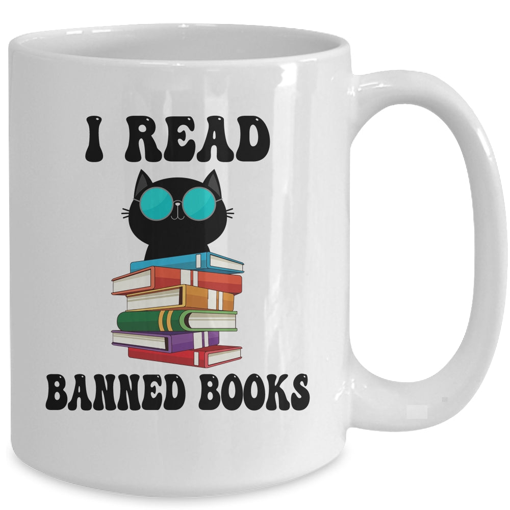 I Read Banned Books Black Cat Reader Bookworm Women Mug | teecentury