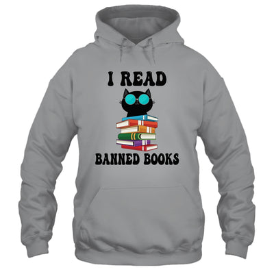 I Read Banned Books Black Cat Reader Bookworm Women Shirt & Tank Top | teecentury