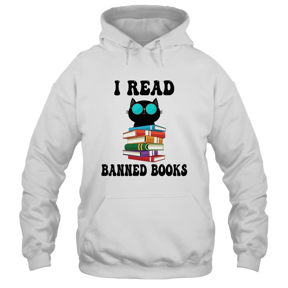 I Read Banned Books Black Cat Reader Bookworm Women Shirt & Tank Top | teecentury