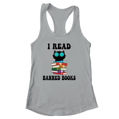 I Read Banned Books Black Cat Reader Bookworm Women Shirt & Tank Top | teecentury
