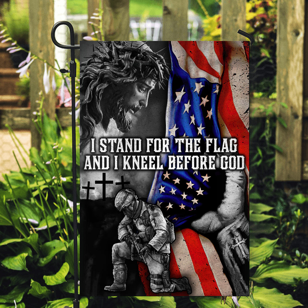 I Stand for The Flag I Kneel Before God Flag Veteran Flag | Teecentury.com