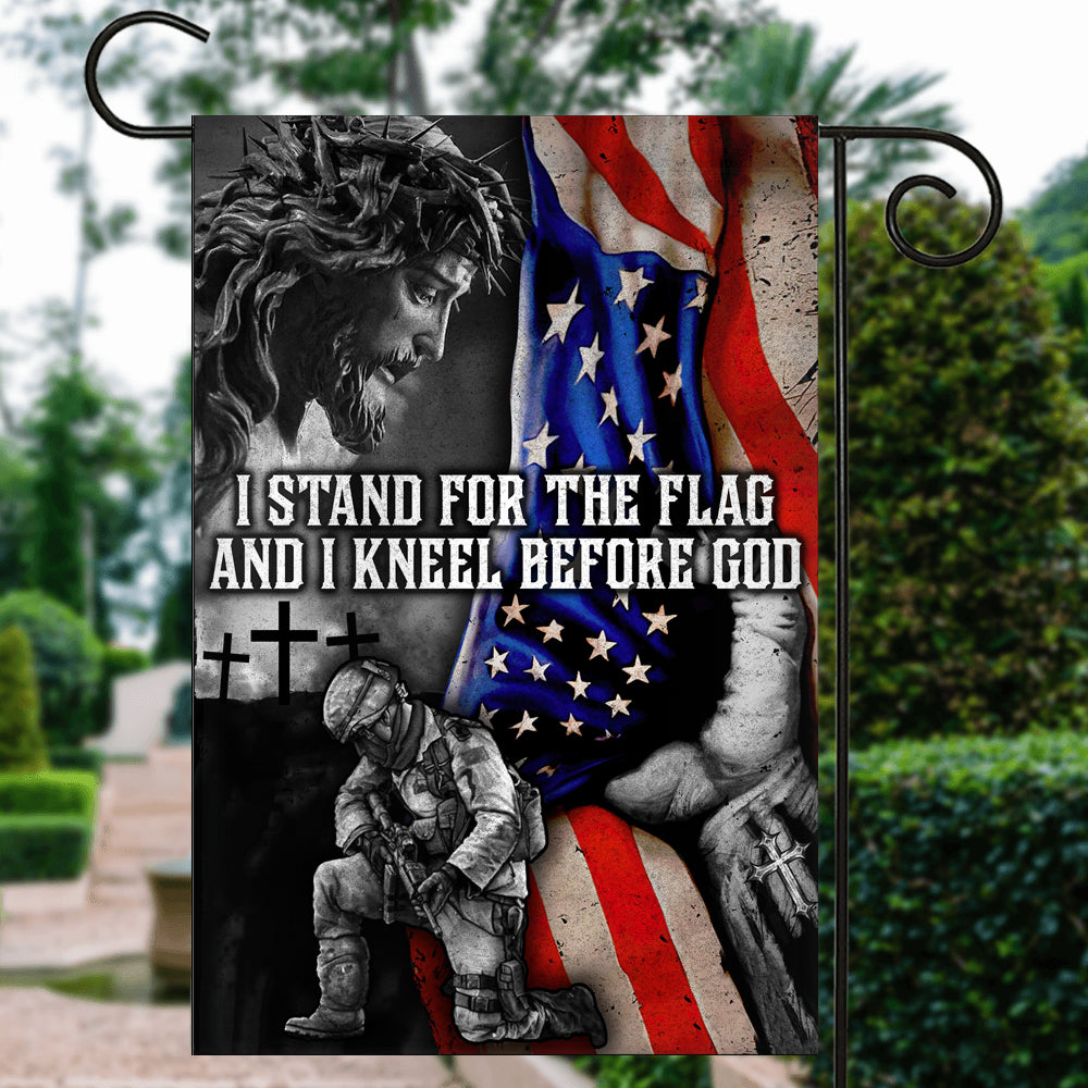 I Stand for The Flag I Kneel Before God Flag Veteran Flag | Teecentury.com