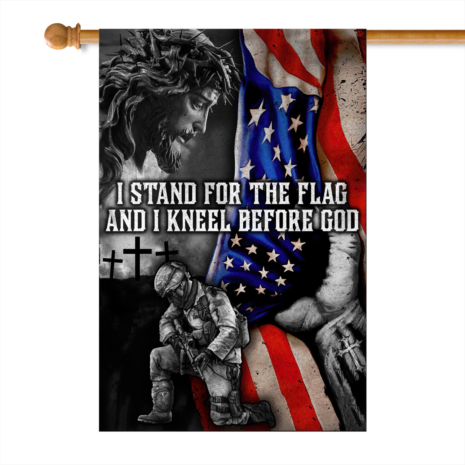 I Stand for The Flag I Kneel Before God Flag Veteran Flag | Teecentury.com