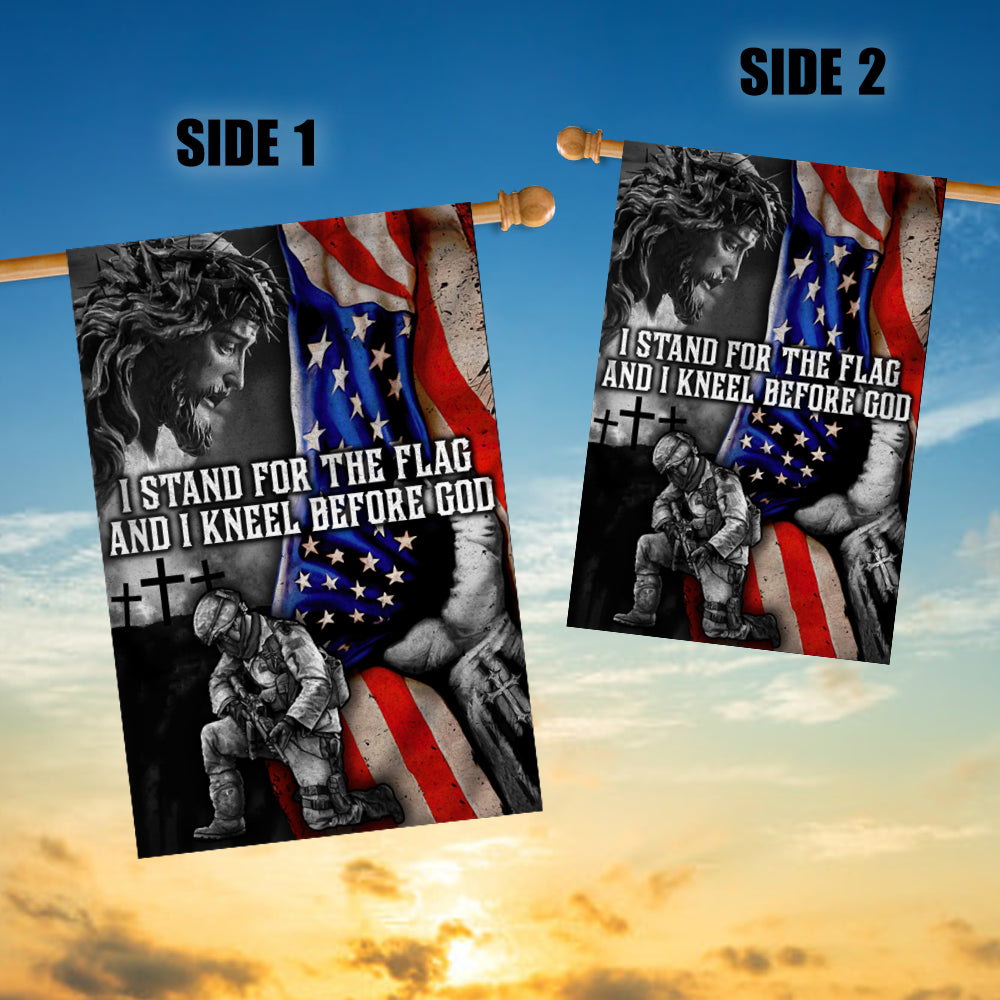 I Stand for The Flag I Kneel Before God Flag Veteran Flag | Teecentury.com
