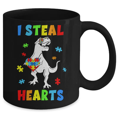 I Steal Hearts Puzzle Autism Awareness T Rex Dinosaurs Boys Mug | teecentury