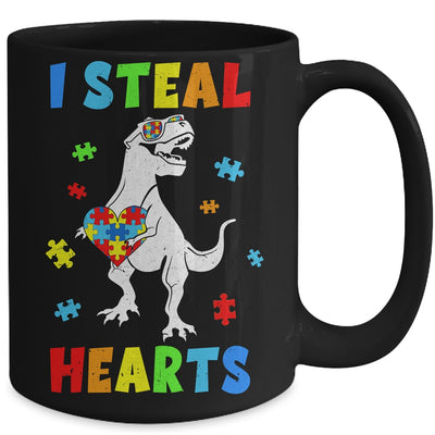 I Steal Hearts Puzzle Autism Awareness T Rex Dinosaurs Boys Mug | teecentury