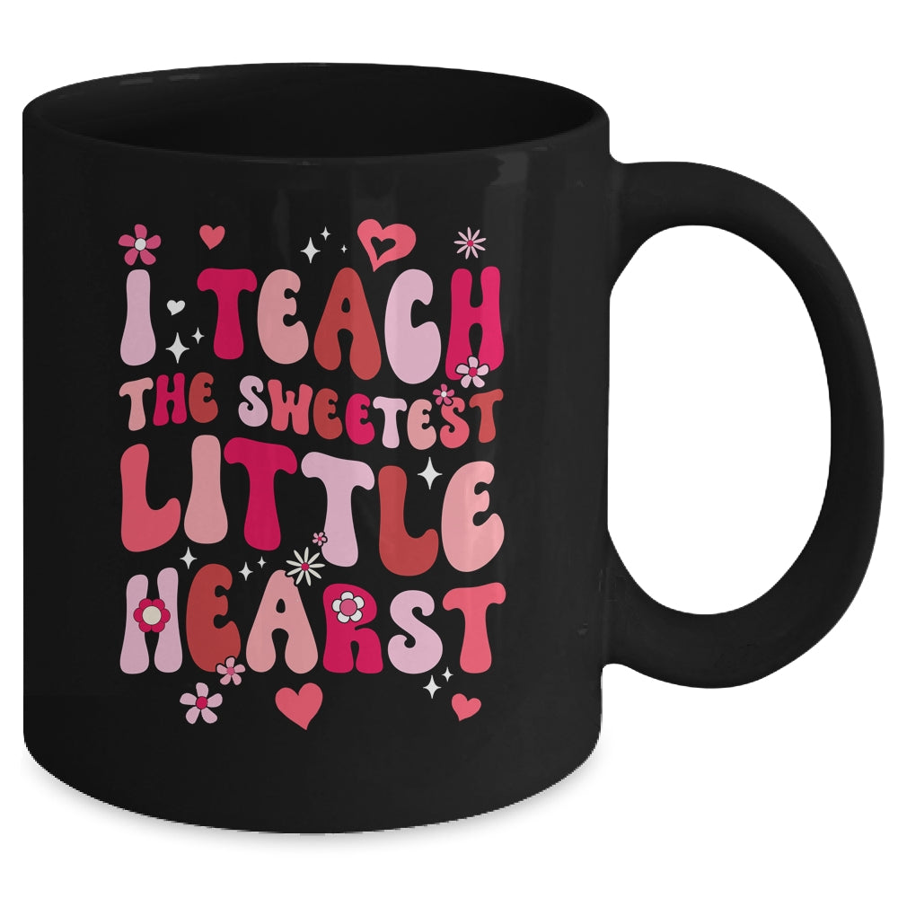 I Teach The Sweetest Hearts Groovy Teacher Valentines Day Mug | teecentury