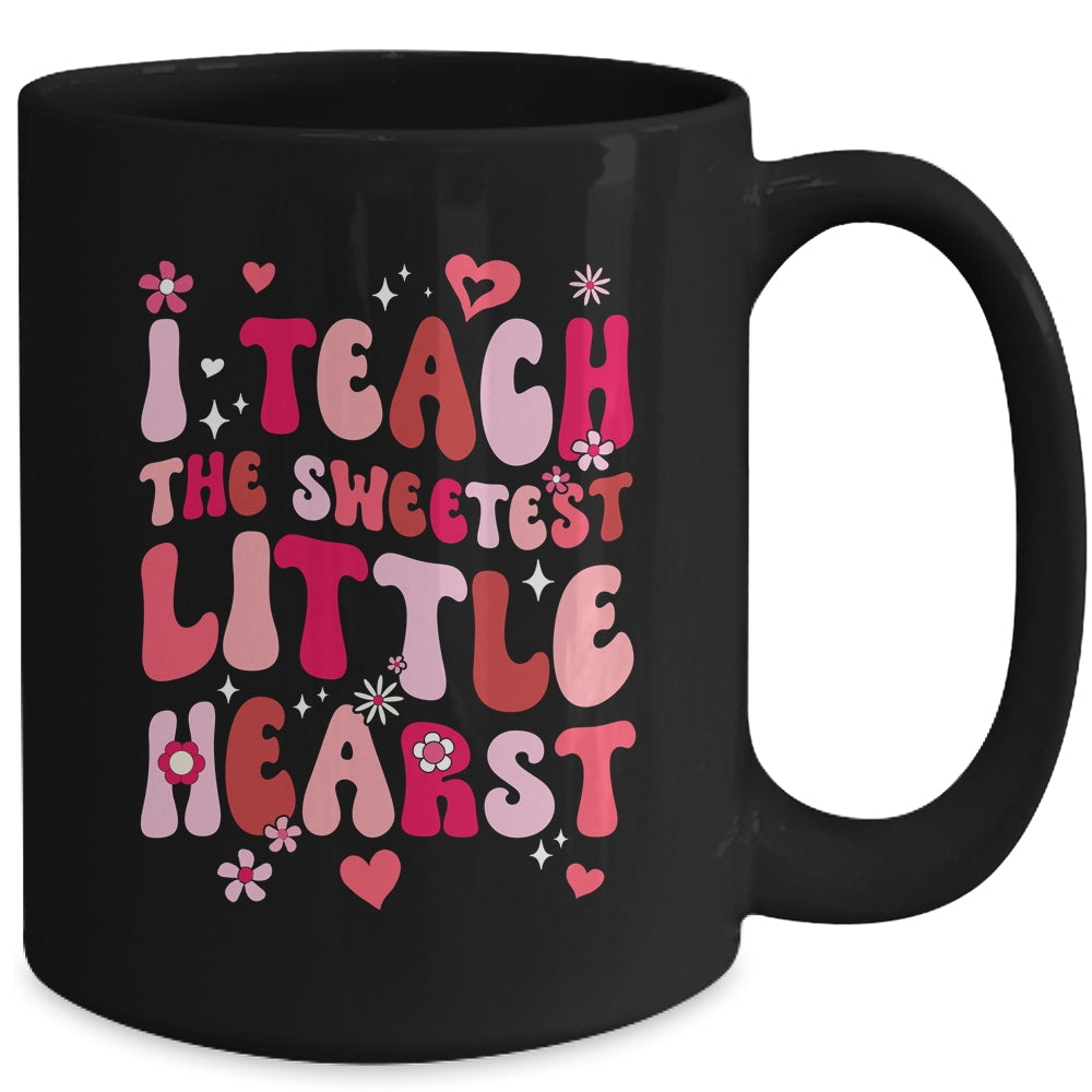 I Teach The Sweetest Hearts Groovy Teacher Valentines Day Mug | teecentury