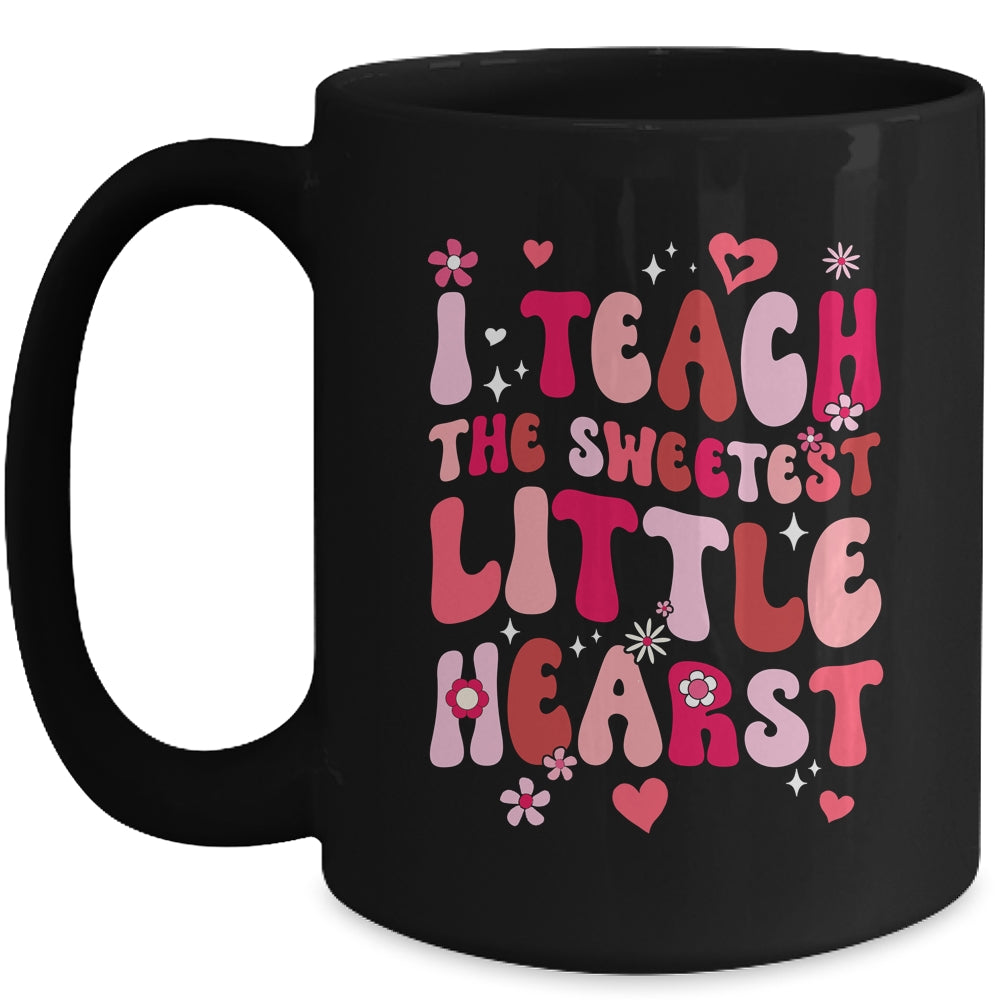 I Teach The Sweetest Hearts Groovy Teacher Valentines Day Mug | teecentury