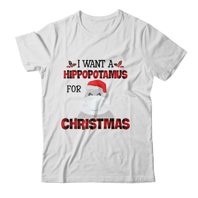I Want A Hippopotamus For Christmas Hippo Buffalo Plaid T-Shirt & Sweatshirt | Teecentury.com