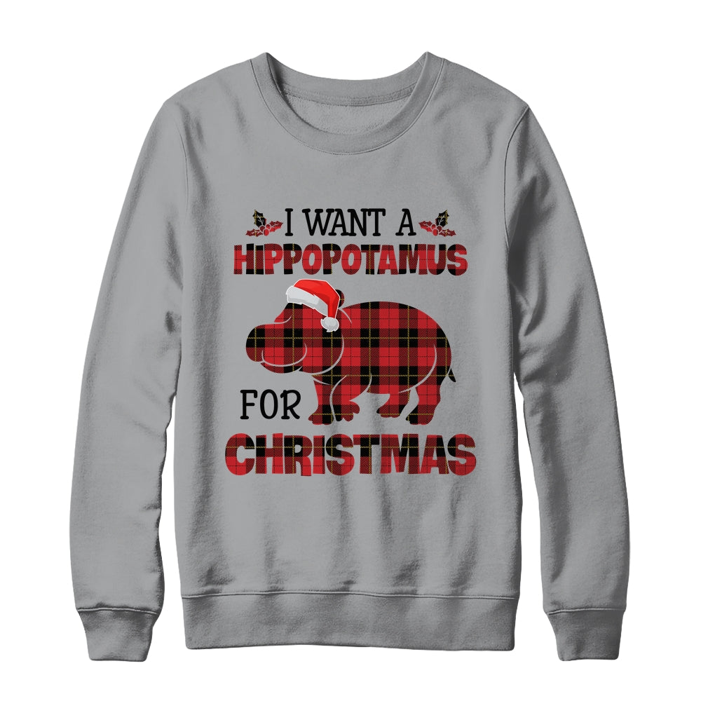 I Want A Hippopotamus For Christmas Hippo Buffalo Plaid Gift Shirt