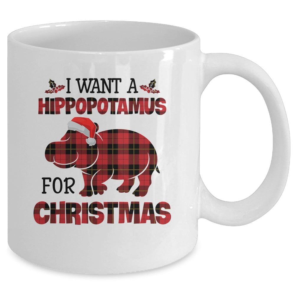 I Want A Hippopotamus For Christmas Hippo Buffalo Plaid Gift Mug Coffee Mug | Teecentury.com