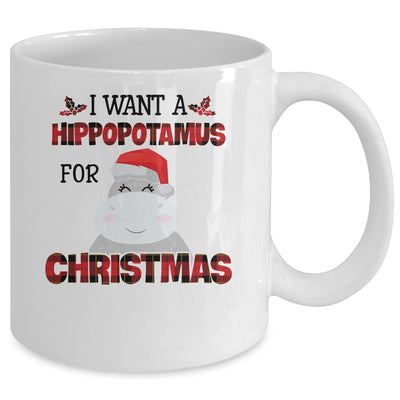 I Want A Hippopotamus For Christmas Hippo Buffalo Plaid Mug Coffee Mug | Teecentury.com