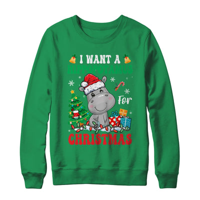 I Want A Hippopotamus For Christmas Lights Santa Hippo Xmas Shirt & Sweatshirt | teecentury