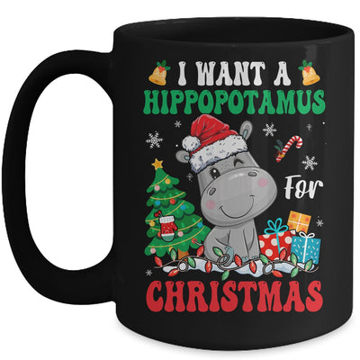 I Want A Hippopotamus For Christmas Lights Santa Hippo Xmas Mug | teecentury