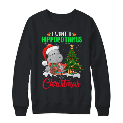 I Want A Hippopotamus For Christmas Xmas Hippo For Women T-Shirt & Sweatshirt | Teecentury.com