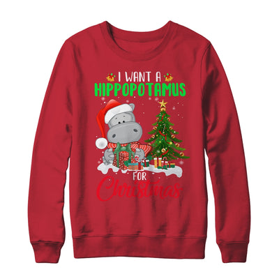 I Want A Hippopotamus For Christmas Xmas Hippo For Women T-Shirt & Sweatshirt | Teecentury.com