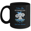 I Wear Blue For Colon Cancer Awareness Ribbon Elephant Mug Coffee Mug | Teecentury.com