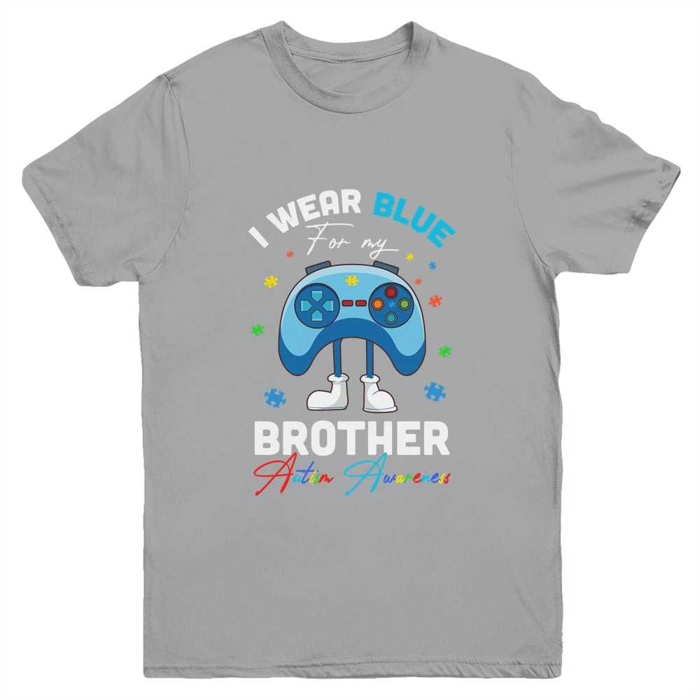I Wear Blue For My Brother Autism Awareness Video Game Youth Youth Shirt | Teecentury.com