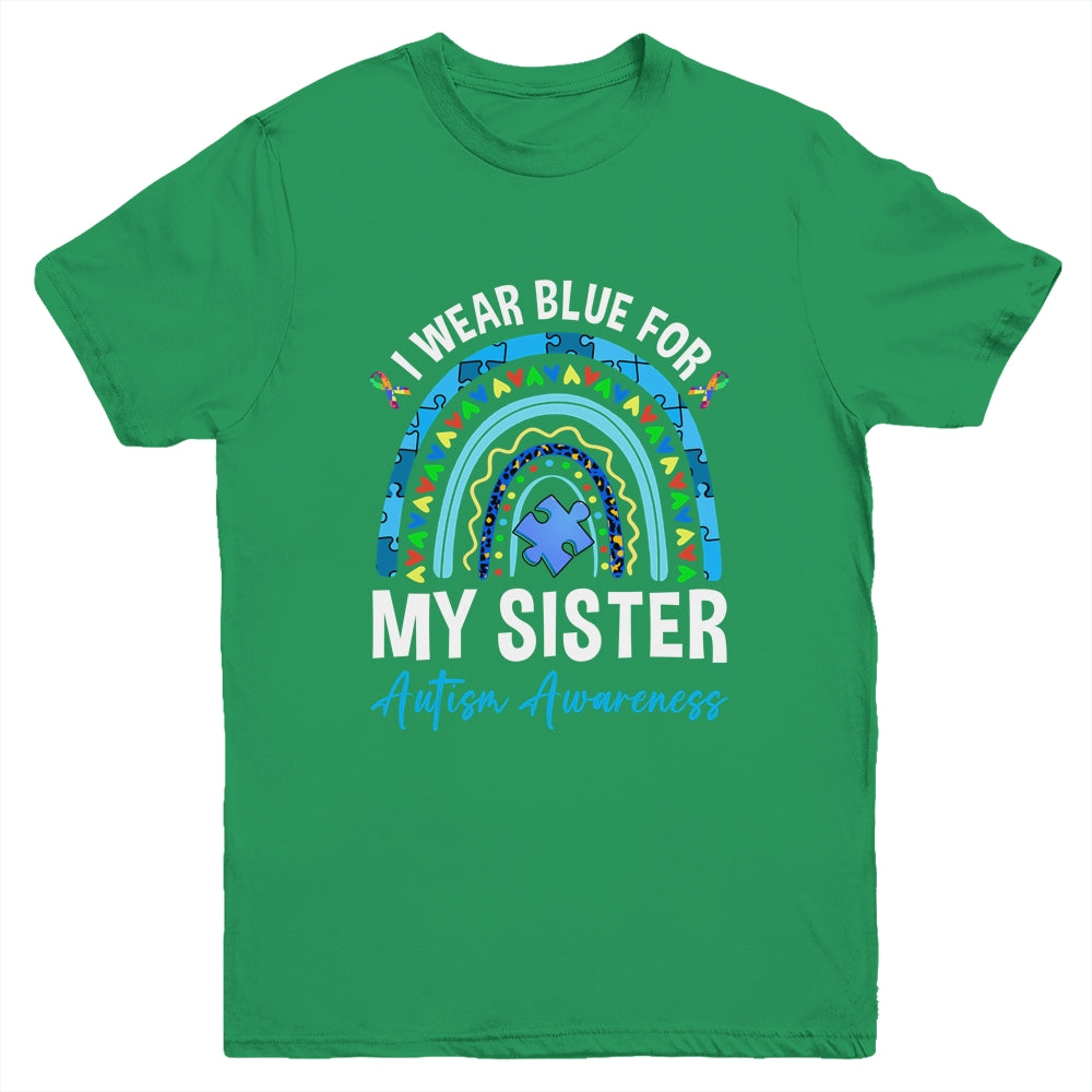 I Wear Blue For My Sister Autism Awareness Matching Family Youth Shirt | teecentury