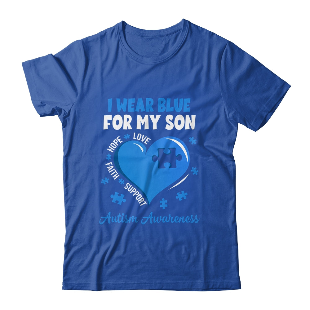I Wear Blue For My Son Autism Awareness Mom Dad Shirt & Hoodie | teecentury