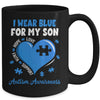 I Wear Blue For My Son Autism Awareness Mom Dad Mug | teecentury