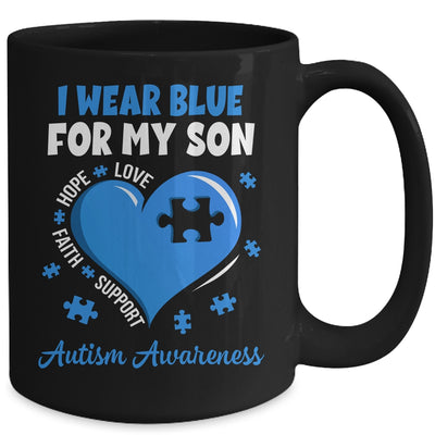 I Wear Blue For My Son Autism Awareness Mom Dad Mug | teecentury