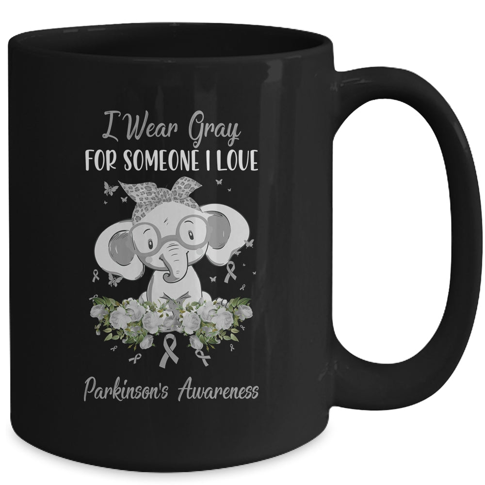 I Wear Blue Gray For Parkinson's Awareness Ribbon Elephant Mug Coffee Mug | Teecentury.com