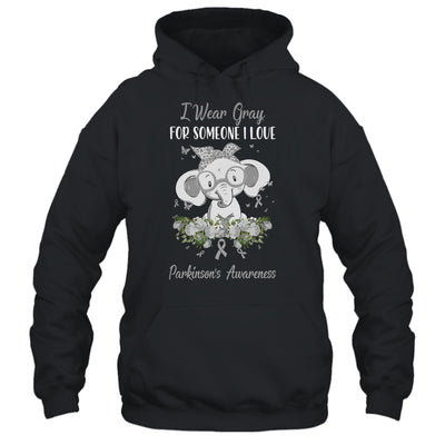 I Wear Blue Gray For Parkinson's Awareness Ribbon Elephant T-Shirt & Hoodie | Teecentury.com