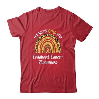 I Wear Gold For Childhood Cancer Awareness Rainbow Leopard T-Shirt & Hoodie | Teecentury.com