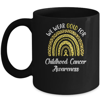 I Wear Gold For Childhood Cancer Awareness Rainbow Leopard Mug Coffee Mug | Teecentury.com