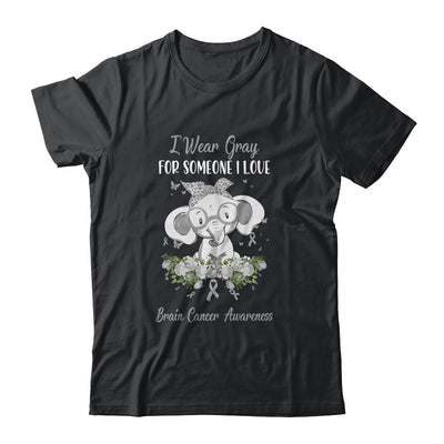 I Wear Gray For Brain Cancer Awareness Ribbon Elephant T-Shirt & Hoodie | Teecentury.com