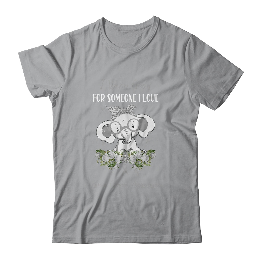 I Wear Gray For Brain Cancer Awareness Ribbon Elephant T-Shirt & Hoodie | Teecentury.com