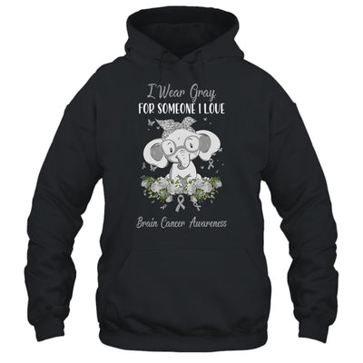 I Wear Gray For Brain Cancer Awareness Ribbon Elephant T-Shirt & Hoodie | Teecentury.com