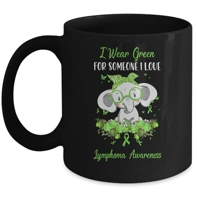 I Wear Green For Lymphoma Awareness Ribbon Elephant Mug Coffee Mug | Teecentury.com