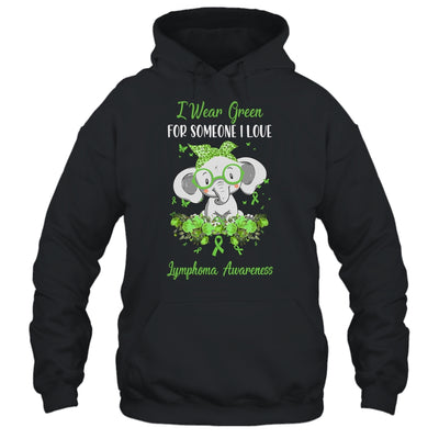 I Wear Green For Lymphoma Awareness Ribbon Elephant T-Shirt & Hoodie | Teecentury.com